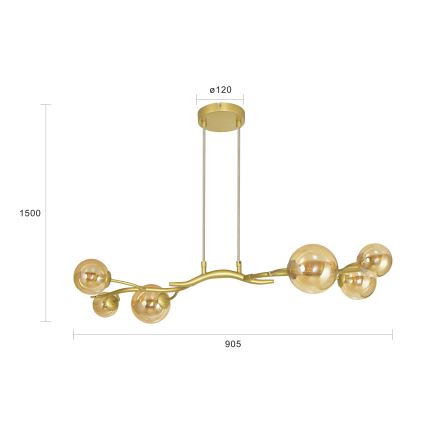 Brilagi - LED pendel MISTEL 6xG9/3W/230V guldfarvet
