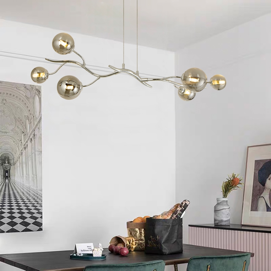 Brilagi - LED pendel MISTEL 6xG9/3W/230V skinnende krom/røget