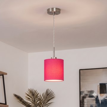Brilagi - LED-pendel NUBILA, ophæng på wire, 1xE27/60W/230V, Ø 14 cm, lyserød