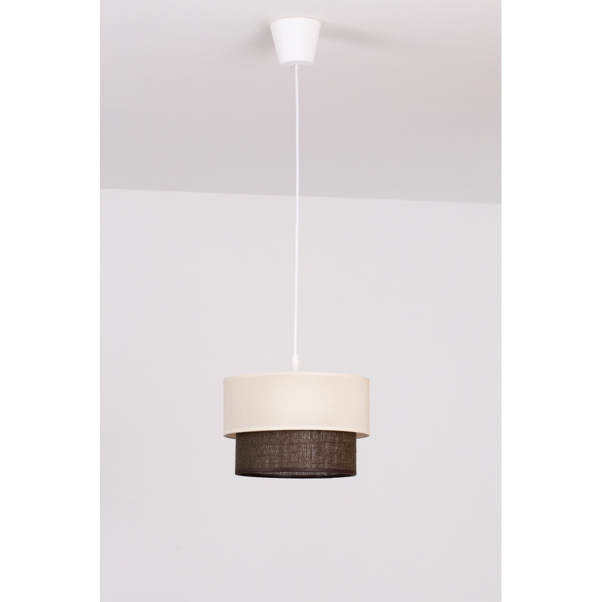 Brilagi - LED-pendel på kabel BOHO-stil 1xE27/15W/230V Ø 25 cm creme/brun