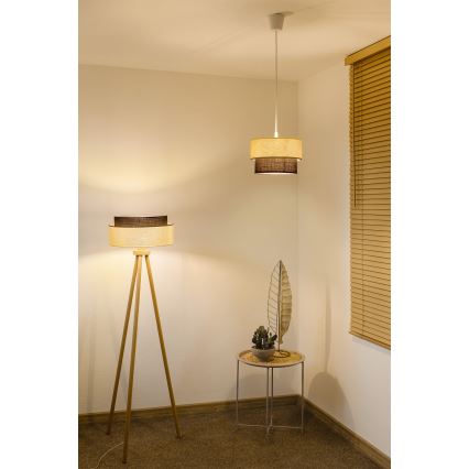 Brilagi - LED-pendel på kabel BOHO-stil 1xE27/15W/230V Ø 25 cm creme/brun