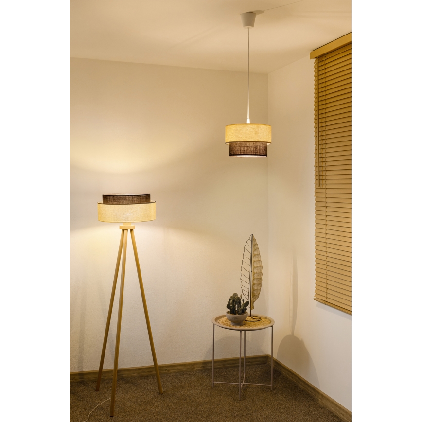 Brilagi - LED-pendel på kabel BOHO-stil 1xE27/15W/230V Ø 25 cm creme/brun