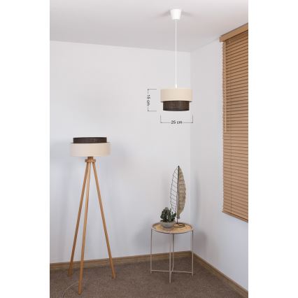Brilagi - LED-pendel på kabel BOHO-stil 1xE27/15W/230V Ø 25 cm creme/brun