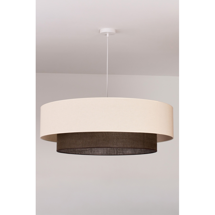 Brilagi - LED-pendel på kabel BOHO-stil 3xE27/15W/230V Ø 80 cm creme/brun