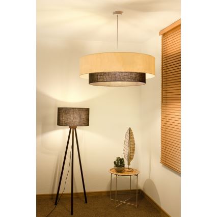 Brilagi - LED-pendel på kabel BOHO-stil 3xE27/15W/230V Ø 80 cm creme/brun