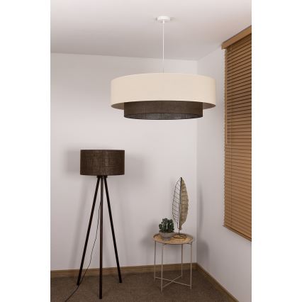 Brilagi - LED-pendel på kabel BOHO-stil 3xE27/15W/230V Ø 80 cm creme/brun