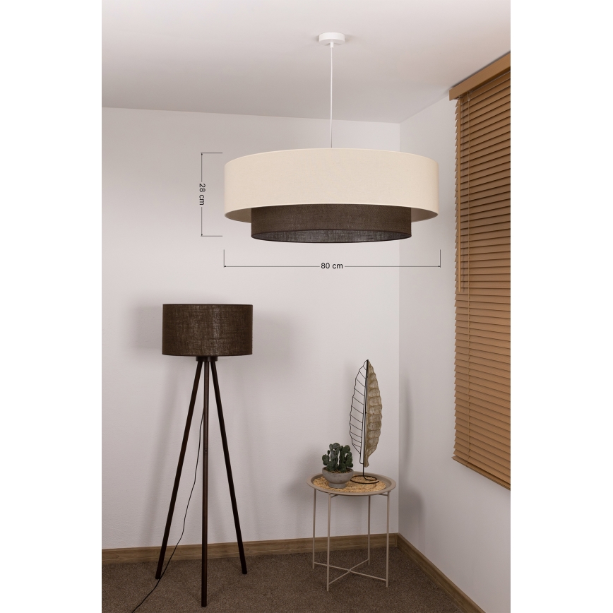 Brilagi - LED-pendel på kabel BOHO-stil 3xE27/15W/230V Ø 80 cm creme/brun