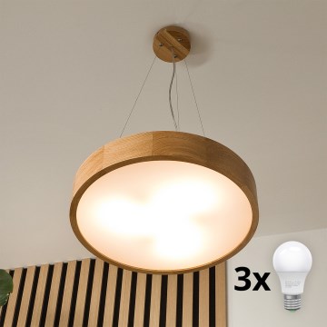 Brilagi - LED-pendel på kabel CARVALHO 3xE27/45W/230V eg Ø 47,5 cm