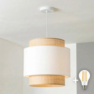 Brilagi - LED-pendel på kabel CERIA 1xE27/40W/230V Ø 30 cm beige/hvid