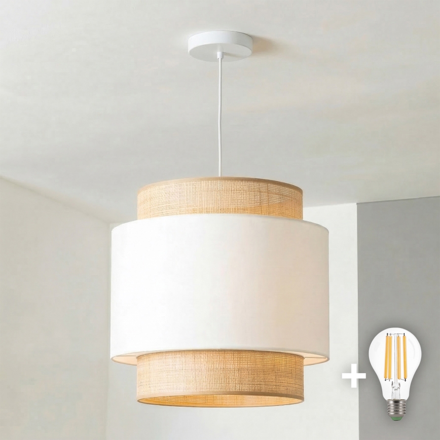 Brilagi - LED-pendel på kabel CERIA 1xE27/40W/230V Ø 30 cm beige/hvid
