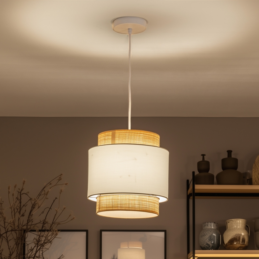 Brilagi - LED-pendel på kabel CERIA 1xE27/40W/230V Ø 30 cm beige/hvid