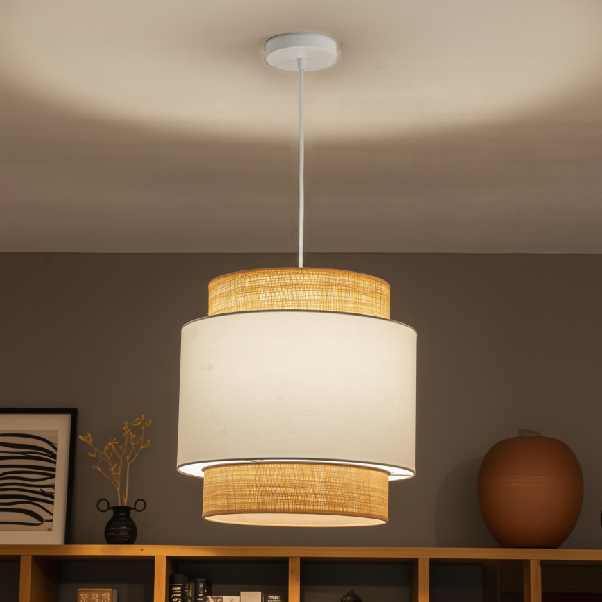 Brilagi - LED-pendel på kabel CERIA 1xE27/40W/230V Ø 40 cm beige/hvid