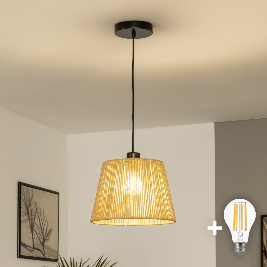 Brilagi - LED-pendel på kabel CERIA BOHO 1xE27/40W/230V Ø 28 cm brun