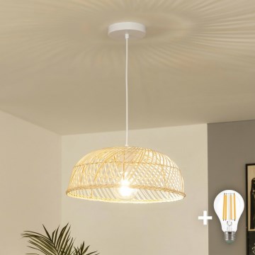 Brilagi - LED-pendel på kabel CERIA BOHO 1xE27/40W/230V Ø 40 cm rattan