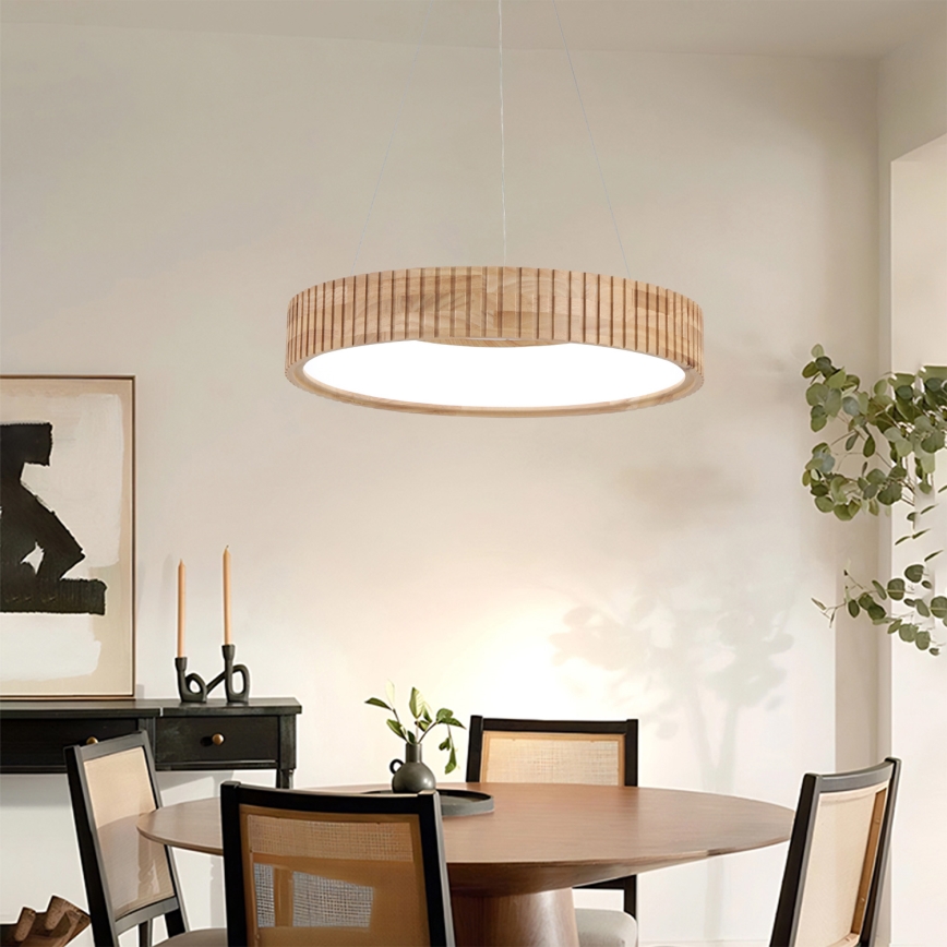 Brilagi - LED-pendel på wire FALCON WOOD MODERN LED/30W/230V 3000/4000/6000K Ø 45 cm træ
