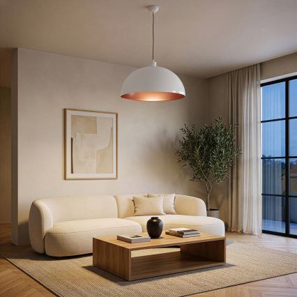 Brilagi - LED-pendel på kabel METALO 1xE27/40W/230V Ø 40 cm hvid/kobber