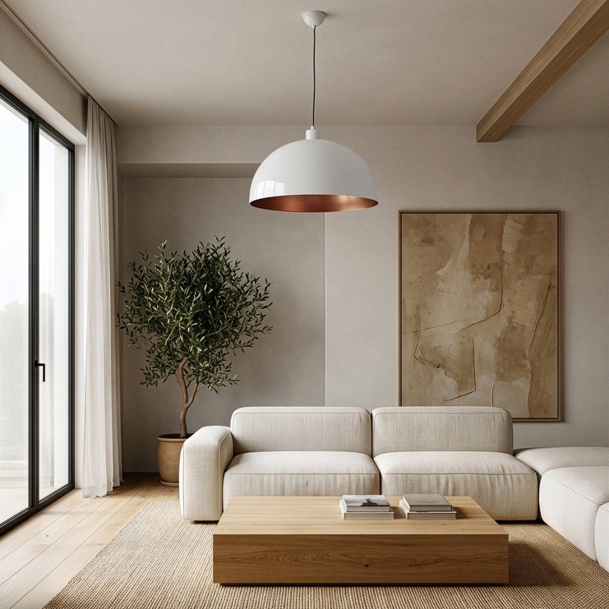 Brilagi - LED-pendel på kabel METALO 1xE27/40W/230V Ø 40 cm hvid/kobber