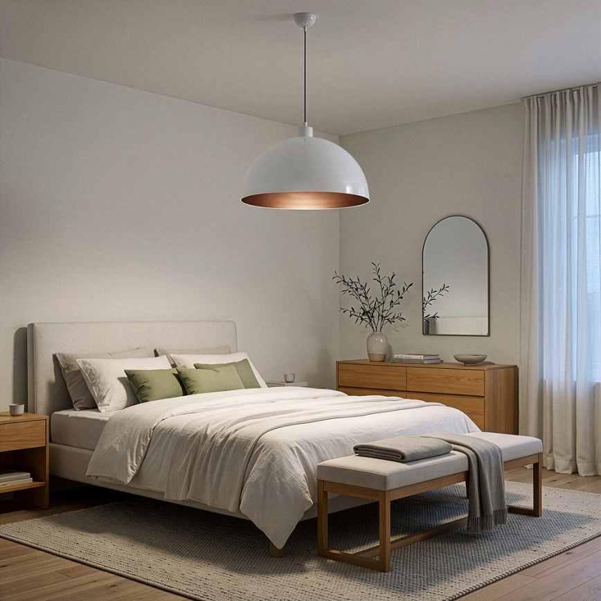 Brilagi - LED-pendel på kabel METALO 1xE27/40W/230V Ø 40 cm hvid/kobber