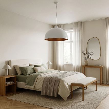 Brilagi - LED-pendel på kabel METALO 1xE27/40W/230V Ø 40 cm hvid/kobber