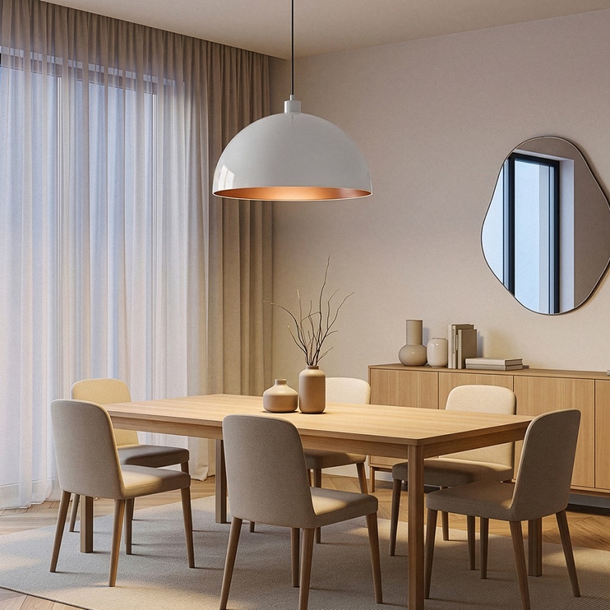 Brilagi - LED-pendel på kabel METALO 1xE27/40W/230V Ø 40 cm hvid/kobber