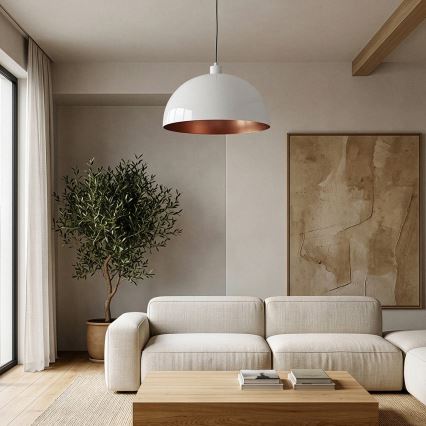 Brilagi - LED-pendel på kabel METALO 1xE27/40W/230V Ø 40 cm hvid/kobber