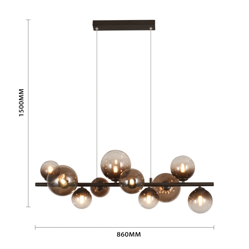 Brilagi - LED-pendel på kabel MILLA 10xG9/3W/230V brun/røgbrun