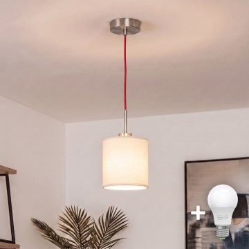 Brilagi - LED-pendel på kabel NUBILA 1xE27/60W/230V Ø 14 cm rød/creme