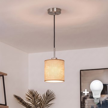 Brilagi - LED-pendel på kabel NUBILA 1xE27/60W/230V Ø 14 cm sort/lysebrun