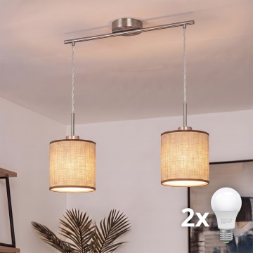 Brilagi - LED-pendel på kabel NUBILA 2xE27/60W/230V brun