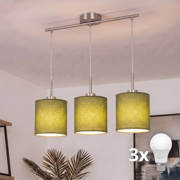 Brilagi - LED-pendel på kabel NUBILA 3xE27/60W/230V grøn