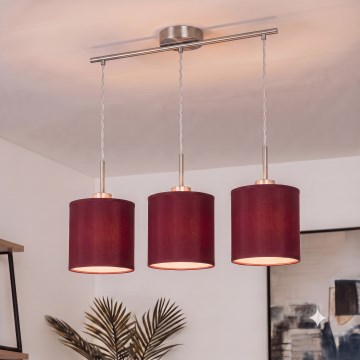 Brilagi - LED-pendel på kabel NUBILA 3xE27/60W/230V pompejansk rød