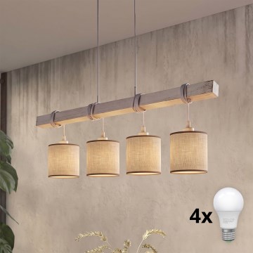Brilagi - LED-pendel på kabel NUBILA 4xE27/60W/230V grå/brun
