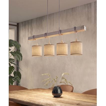 Brilagi - LED-pendel på kabel NUBILA 4xE27/60W/230V grå/brun