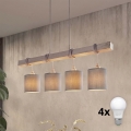 Brilagi - LED-pendel på kabel NUBILA 4xE27/60W/230V grå