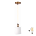 BRILAGI - LED-pendel på kabel RETRO GLASS 1xE27/60W/230V Ø 10 cm guld/hvid