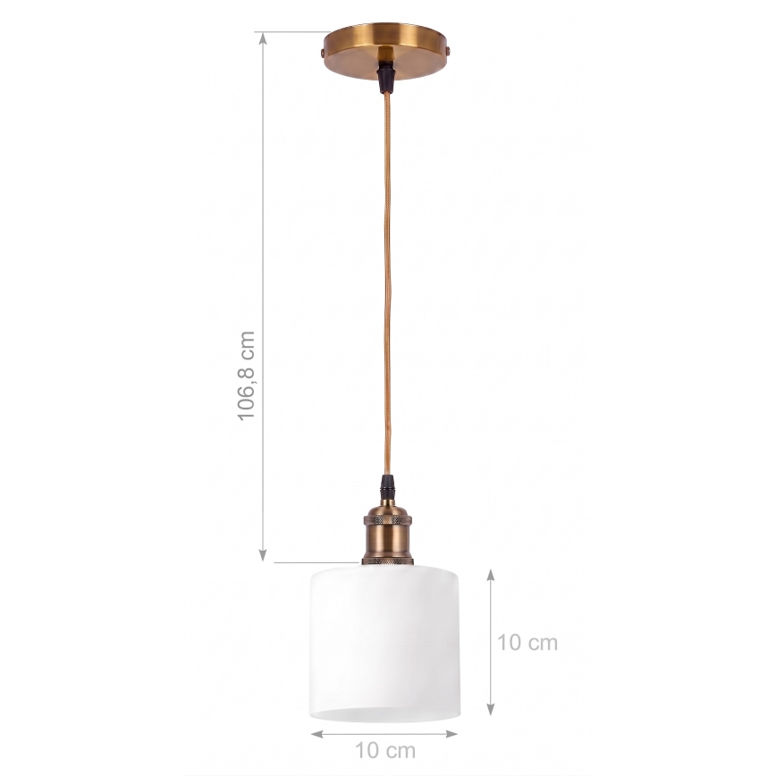 BRILAGI - LED-pendel på kabel RETRO GLASS 1xE27/60W/230V Ø 10 cm guld/hvid