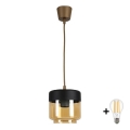 Brilagi - LED-pendel på kabel RETRO GLASS 1xE27/60W/230V Ø 14 cm brun/røget beige/sort