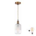 BRILAGI - LED-pendel på kabel RETRO GLASS 1xE27/60W/230V Ø 14 cm guld/hvid