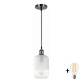 BRILAGI - LED pendel på kabel RETRO GLASS 1xE27/60W/230V Ø 14 cm sort/hvid