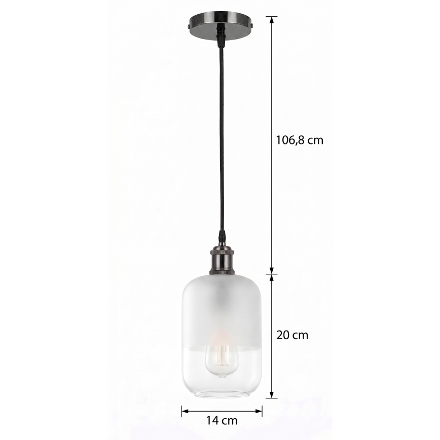 BRILAGI - LED pendel på kabel RETRO GLASS 1xE27/60W/230V Ø 14 cm sort/hvid