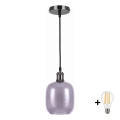 BRILAGI - LED pendel på kabel RETRO GLASS 1xE27/60W/230V Ø 14 cm sort/røggrå