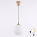 Brilagi - LED-pendel på kabel RETRO GLASS 1xE27/60W/230V Ø 15 cm beige/hvid