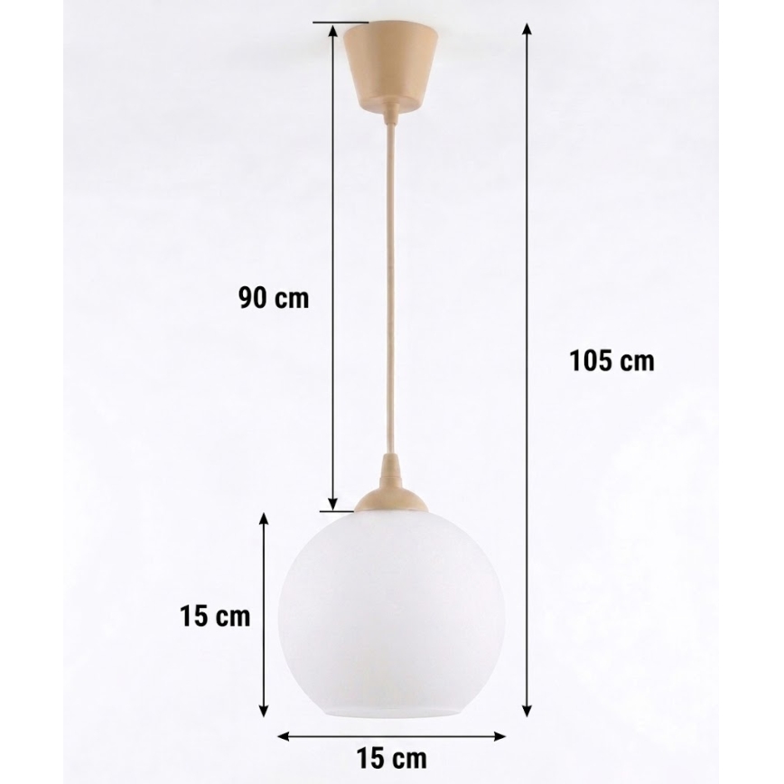 Brilagi - LED-pendel på kabel RETRO GLASS 1xE27/60W/230V Ø 15 cm beige/hvid