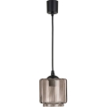 Brilagi - LED-pendel på kabel RETRO GLASS 1xE27/60W/230V Ø 15 cm sort/røget beige