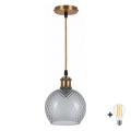 BRILAGI - LED pendel på kabel RETRO GLASS 1xE27/60W/230V Ø 18 cm guld/røget grå