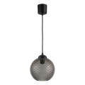 Brilagi - LED-pendel på kabel RETRO GLASS 1xE27/60W/230V Ø 18 cm sort/røget grå
