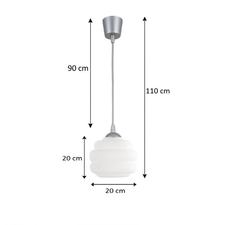 BRILAGI - LED-pendel på kabel RETRO GLASS 1xE27/60W/230V Ø 20 cm sølv/hvid