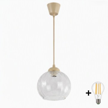 Brilagi - LED-pendel på kabel RETRO GLASS 1xE27/60W/230V Ø 25 cm beige/klar