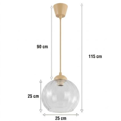 Brilagi - LED-pendel på kabel RETRO GLASS 1xE27/60W/230V Ø 25 cm beige/klar