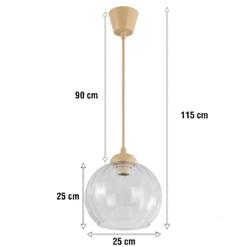 Brilagi - LED-pendel på kabel RETRO GLASS 1xE27/60W/230V Ø 25 cm beige/klar